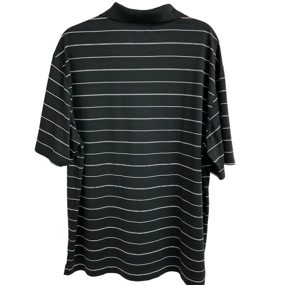 Nike Golf Men's XL Black & White Striped Dri-Fit Short Sleeve Polo Shirt - Picture 2 of 8